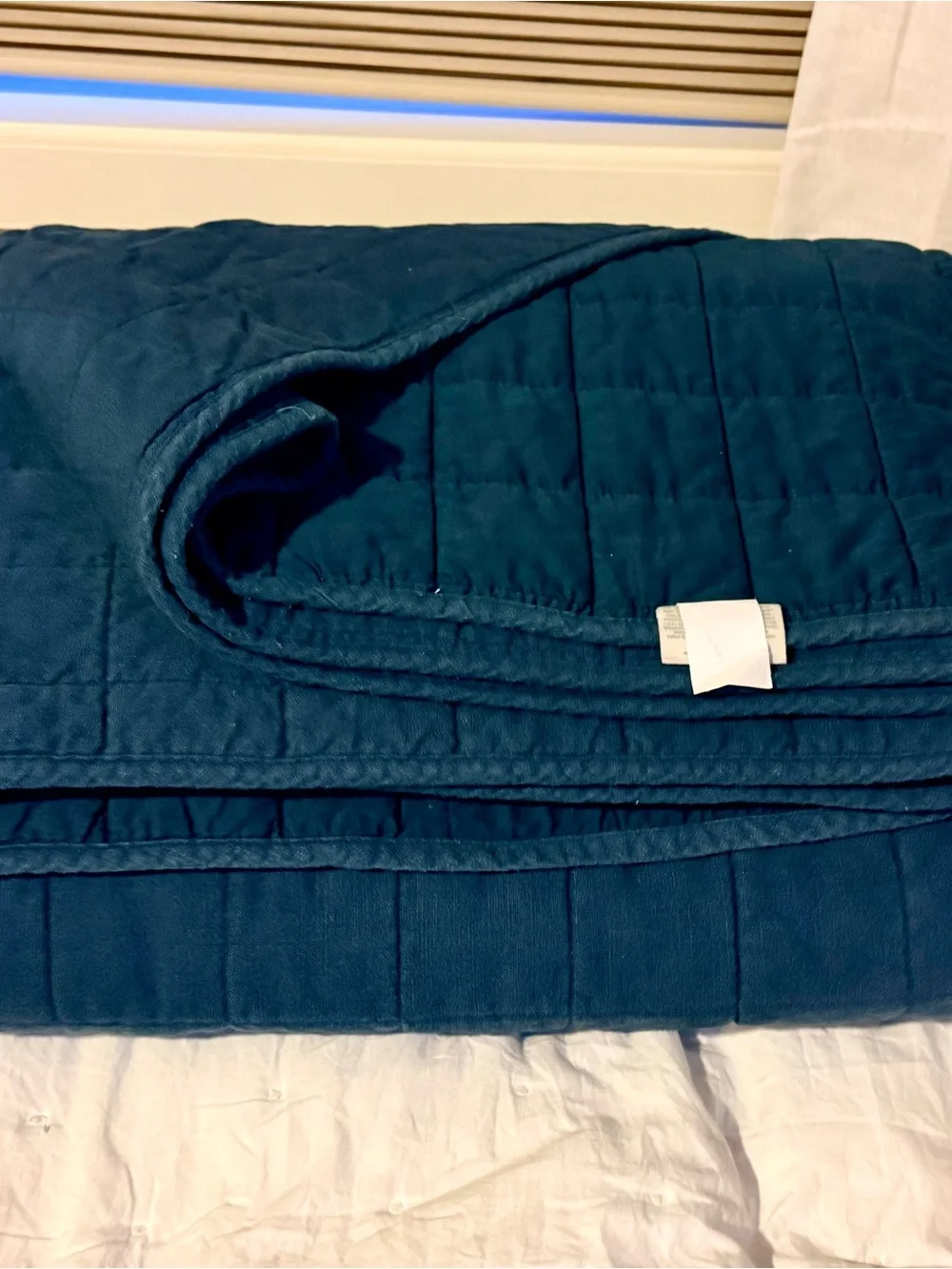 Full/Queen Heavyweight Linen Blend Quilt Dark Mineral Blue - Casaluna™